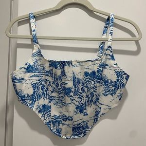 Lioness Satin Blue Printed Corset Top